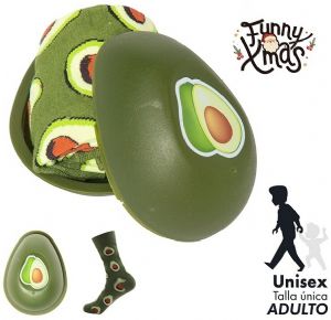 CAJA FORMA AGUACATE CALCETINES TALLA UNICA ADULTO AGUACATE