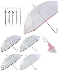 PARAGUAS PLASTICO TRANSPARENTE 68 CM VARILLAS FIBRA