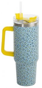 TAZA TERMICA ACERO INOX DOBLE CAPA 1,2L CON TAPA Y PAJITA ANIMAL FLUOR 26,3X9,8 CM