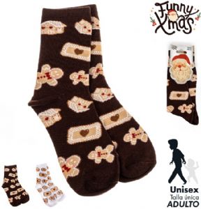 CALCETINES-NAVIDAD-TALLA-UNICA-ADULTO-JENGIBRE CALCETINES-NAVIDAD-TALLA-UNICA-ADULTO-JENGIBRE