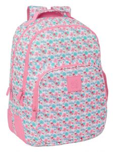MOCHILA-DOBLE-ADAPT.CARRO-RECICLADO-MOOS-FLORES-32X15X42-CM