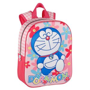 MOCHILA DORAEMON FLOWER 3D FORRADA ESPALDA ACOLCHADA 32X25X10 CM