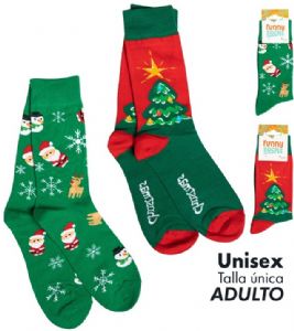 CALCETINES-NAVIDAD-TALLA-UNICA-SANTA-ARBOL