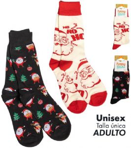 CALCETINES-NAVIDAD-TALLA-UNICA-PAPA-NOEL-HO-HO