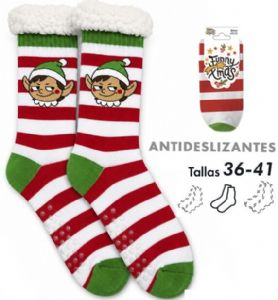 CALCETINES-ANTIDESLIZANTE-NAVIDAD-BORREGUITO-MUJER-ELFO