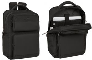 SAFTA-BUSINESS-BLACK-MOCHILA-2-BOLSILLOS-PORTATIL-15,6�-USB-31X13X44-CM